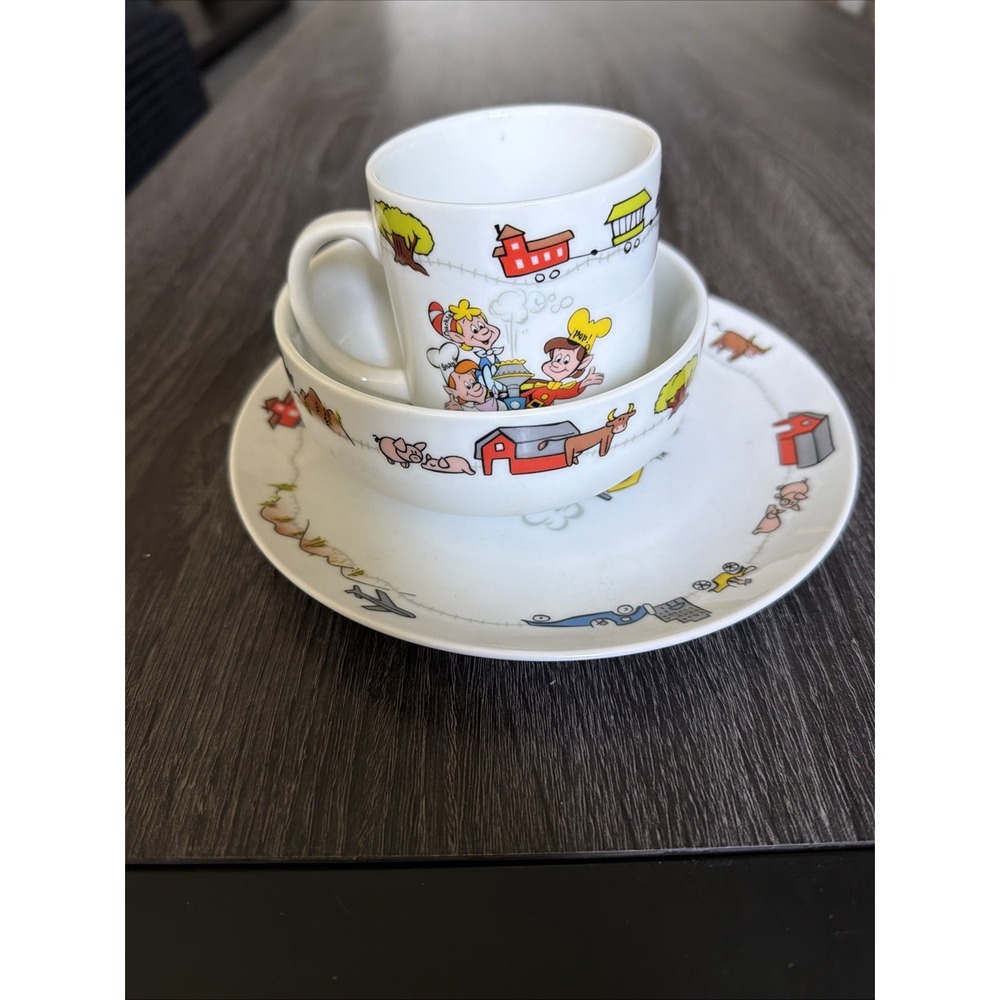 Vintage 1983 Kelloggs Snap Crackle Pop Rice Krispies 3pc Breakfast Set Papel